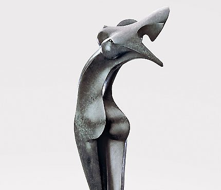 Nina, sculpture contemporaine de Marion Bürkle, bronze patiné 76 cm