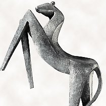Jump, sculpture contemporaine de Marion Bürkle, bronze patiné 72 cm