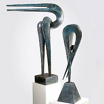Élégance et Gymnase, sculpture contemporaine de Marion Bürkle, bronzes patiné